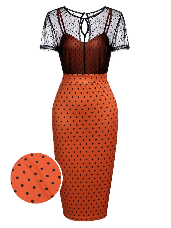 Everything Must Go!Orange 1960s Illusion Bodycon Dress