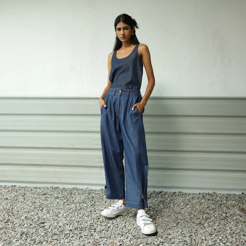 Save Up to 50% Off!Cotton Denim Pants for Women | Flared | Blue