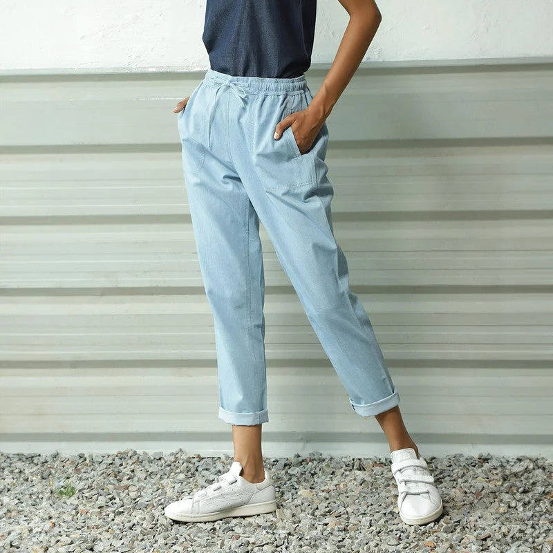 Your Shopping Wish, Our Discount Command!Cotton Denim Pants for Women | Light Blue