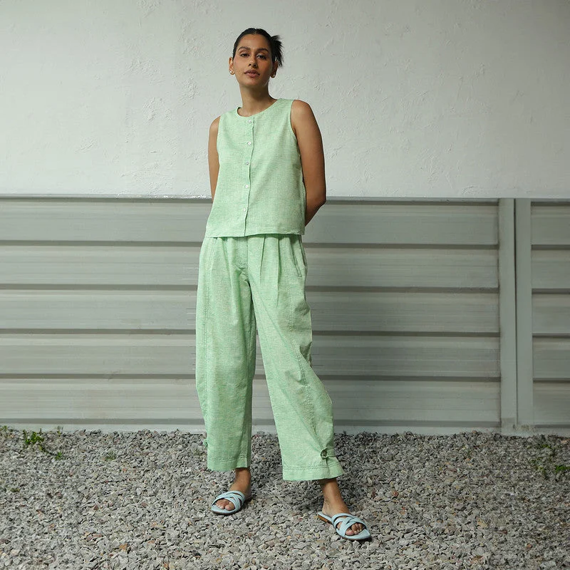 Shop Now and Save!Textured Cotton Flared Pants | Mint Green