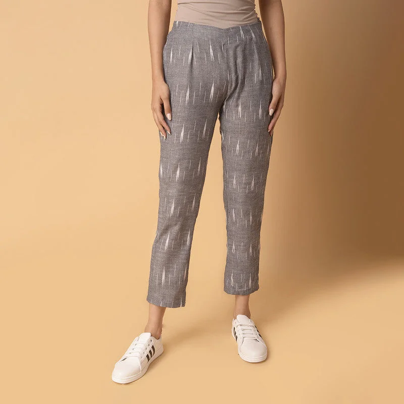 Buy More, Save More!Cotton Pants for Women | Ikat Print | Grey