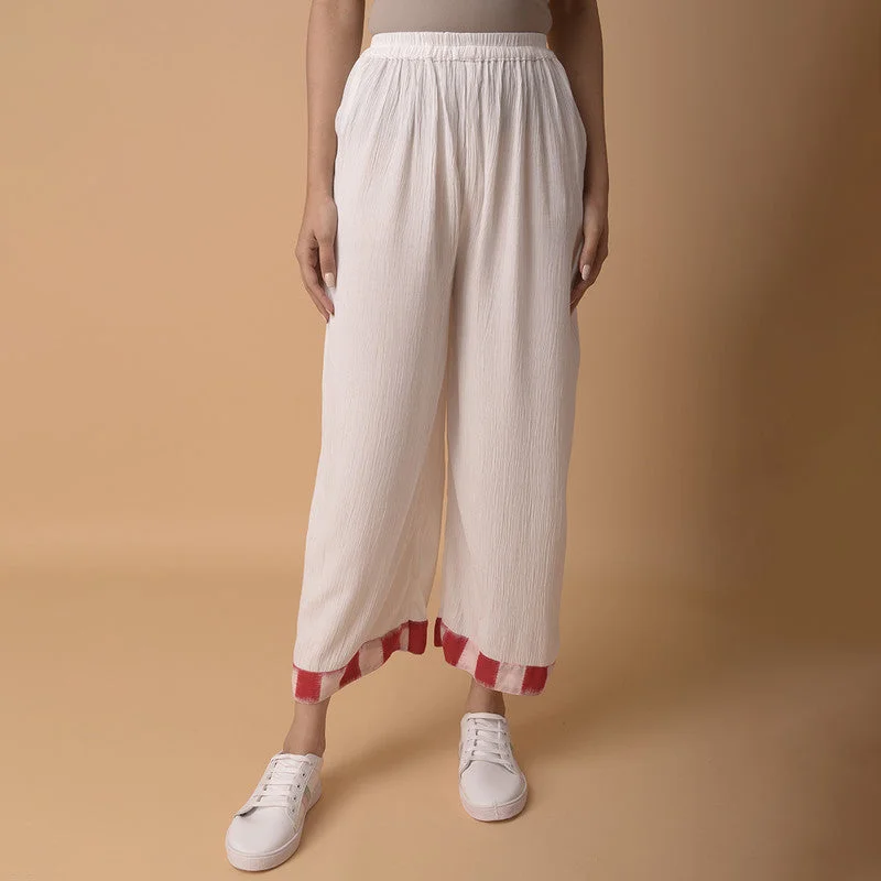 The Best Deals Won’t Wait!Cotton White Palazzo Pants | White & Red