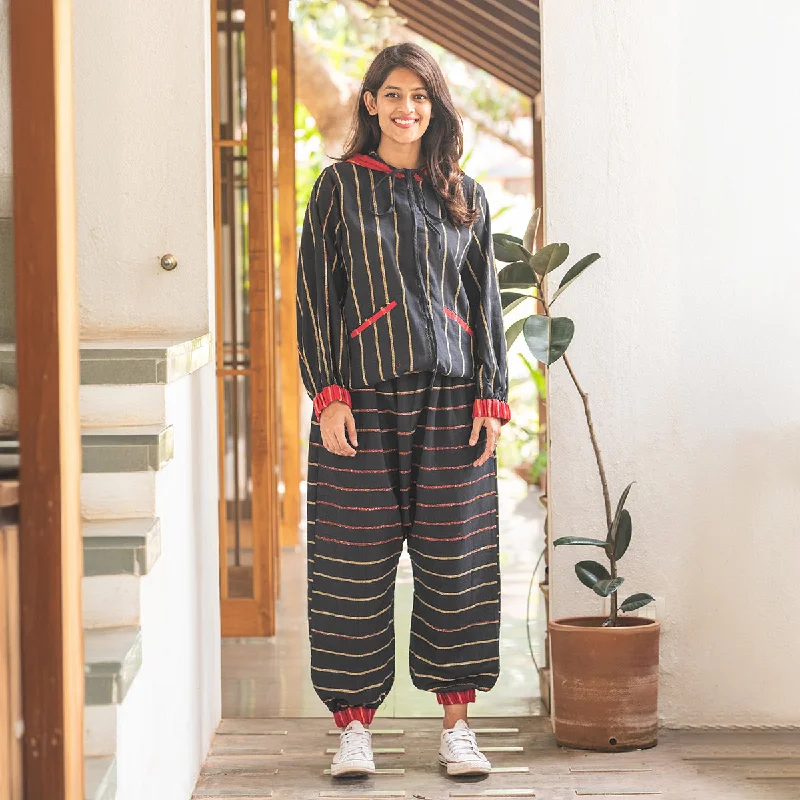 Buy More, Save More!Cotton Track Pants for Women | Striped | Black