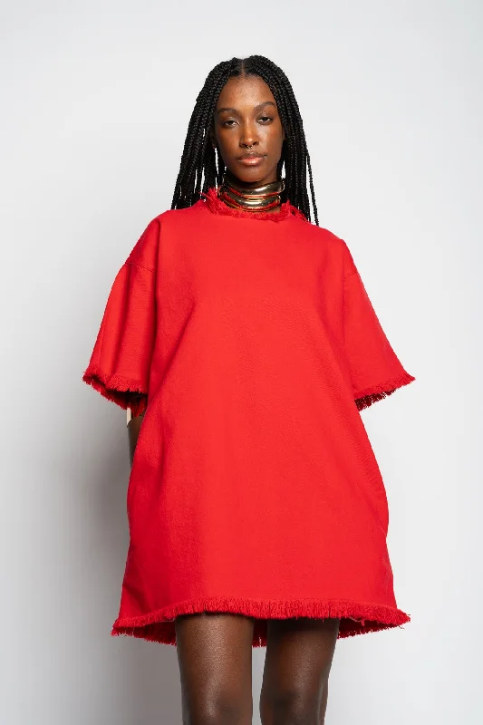 Grab Yours Before It’s Too Late!RED OVERSIZED T-SHIRT DRESS