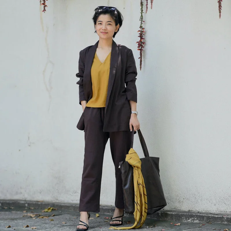 The Best Offers Are Here!3 Piece Blazer Suit | Tencel | Coffee & Mustard