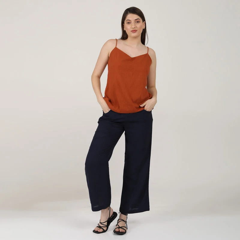 Exclusive Deals Just for You!Cotton Linen Co Ord Set for Women | Rust & Navy | Slip Top & Pants Exclusive Deals Just for You!Cotton Linen Co Ord Set for Women | Rust & Navy | Slip Top & Pants