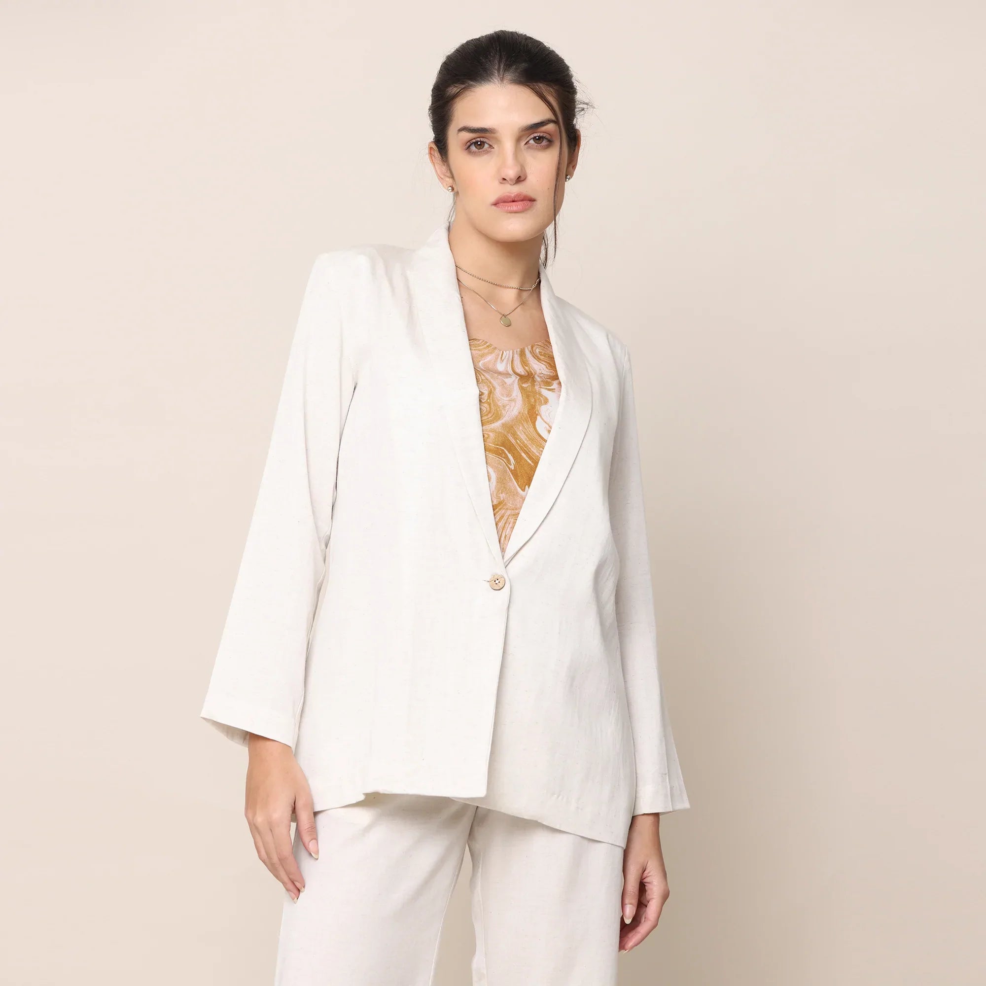 Get It Before It’s Gone!Cotton Tencel Blazer | Ecru