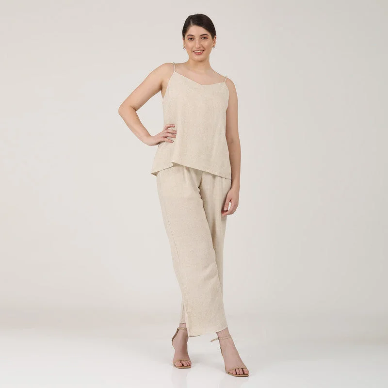 Time to Save Big!Linen Co Ord Set for Women | Beige | Slip Top & Pants