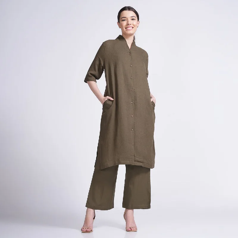 Act Fast – Limited Time Savings!Linen Co-Ord Set for Women | Tunic Top & Pants | Olive Act Fast – Limited Time Savings!Linen Co-Ord Set for Women | Tunic Top & Pants | Olive