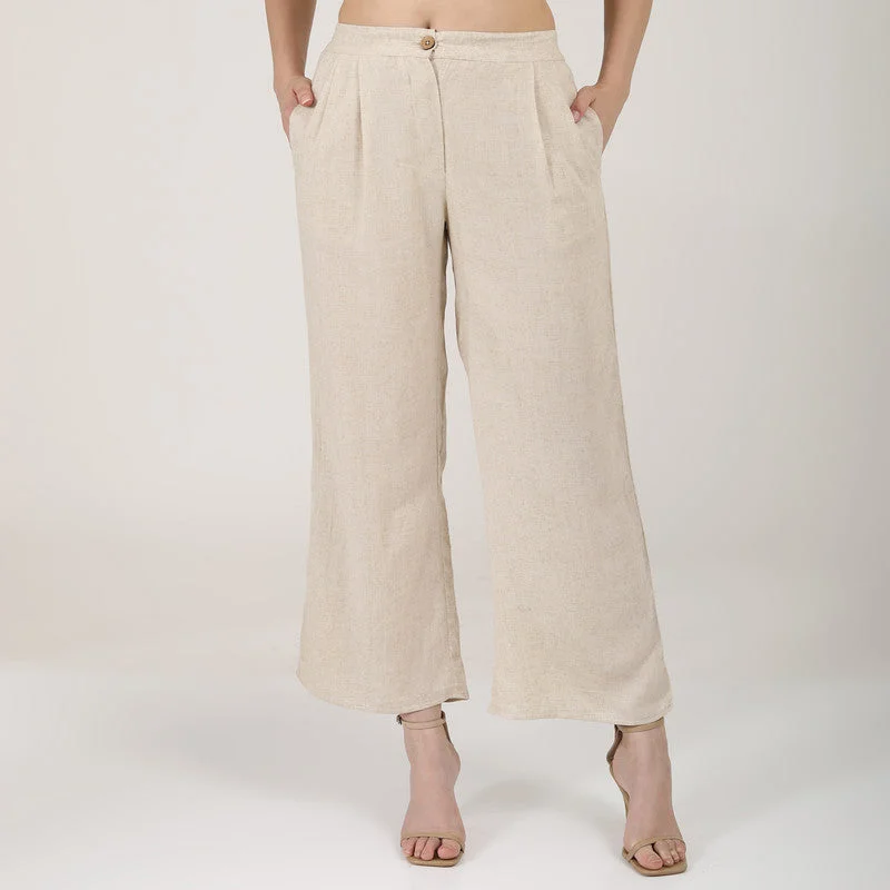Shop Today, Save Tomorrow!Linen Wide Leg Trousers for Women | Beige
