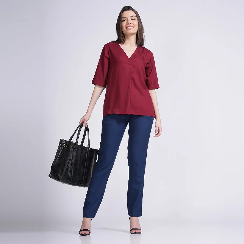 Don’t Wait – Shop Today!Modal & Tencel Co-Ord Set for Women | Top & Pants | Maroon & Navy Don’t Wait – Shop Today!Modal & Tencel Co-Ord Set for Women | Top & Pants | Maroon & Navy