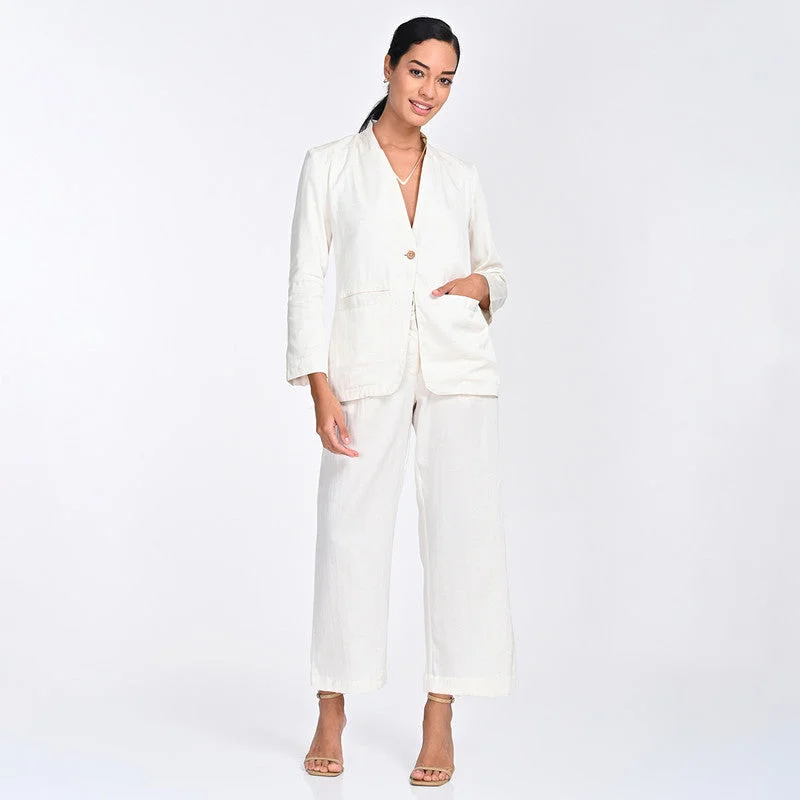 Price Drops You’ll Love!Tencel Co Ord Set For Women | Blazer & Pant | V Neck | Off White Price Drops You’ll Love!Tencel Co Ord Set For Women | Blazer & Pant | V Neck | Off White