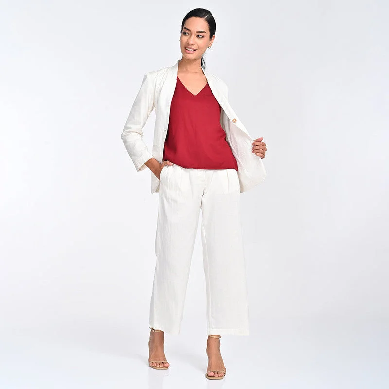 Today’s Deals, Tomorrow’s Regrets!Tencel Co Ord Set For Women | Blazer, Top & Pant | V Neck | Cream & Maroon Today’s Deals, Tomorrow’s Regrets!Tencel Co Ord Set For Women | Blazer, Top & Pant | V Neck | Cream & Maroon