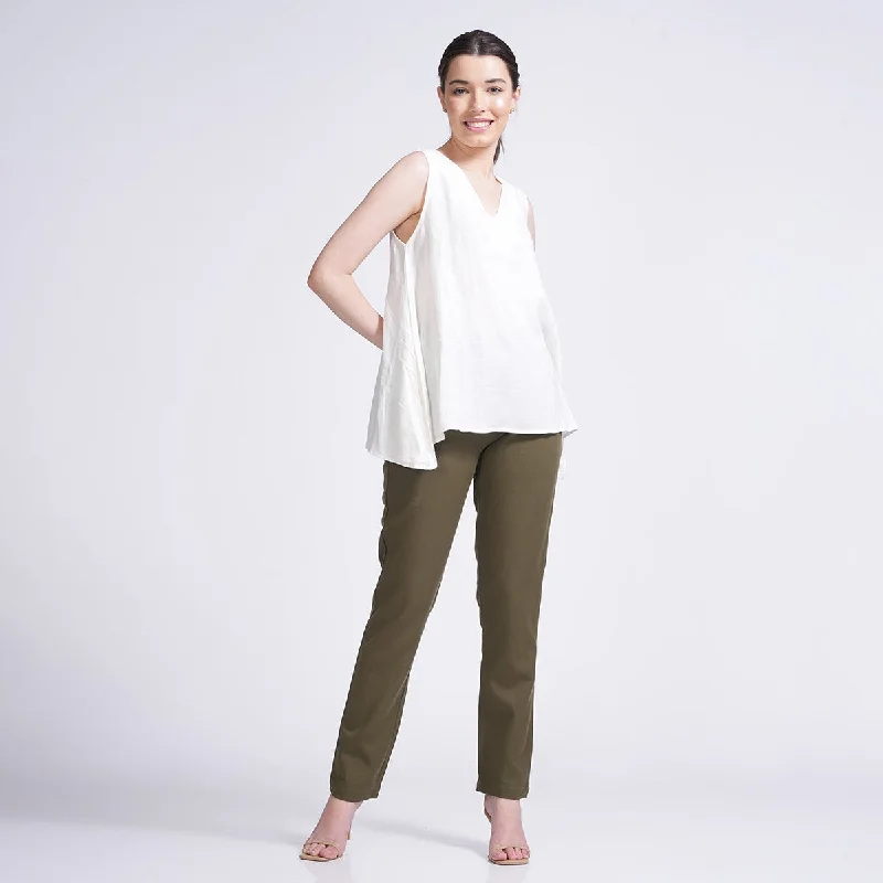 Everything Must Go!Tencel & Linen Co-Ord Set for Women | Top & Pants | Cream & Olive