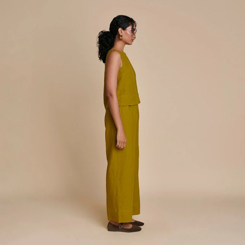 Save Like Never Before!Linen Co Ord Set for Women| Green | Short Top & Pyjama Pants Save Like Never Before!Linen Co Ord Set for Women| Green | Short Top & Pyjama Pants