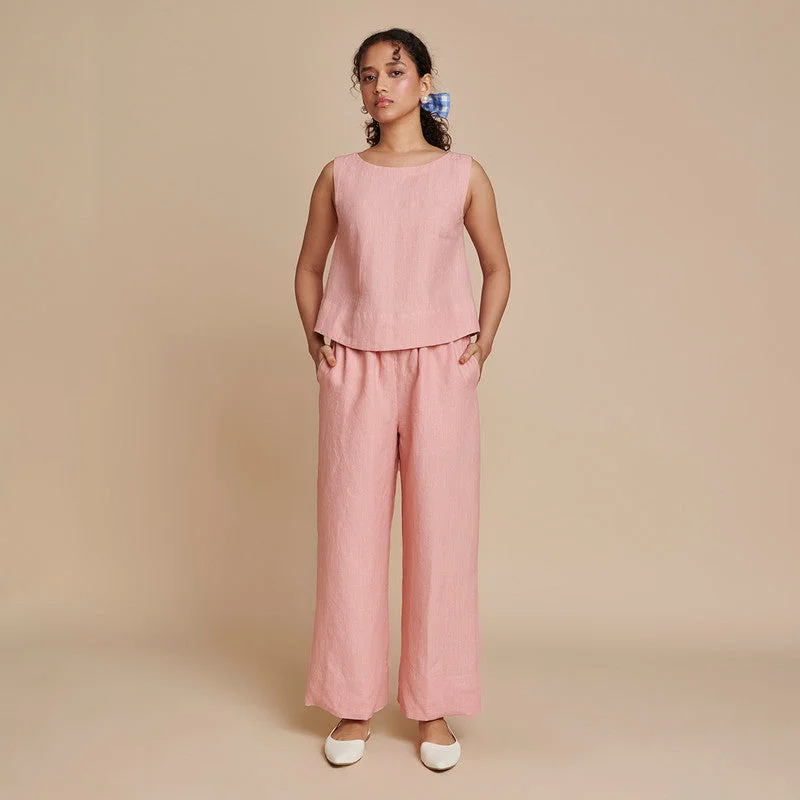 Your Chance to Save is Now!Linen Pink Co Ord Set for Women| Short Top & Pyjama Pants Your Chance to Save is Now!Linen Pink Co Ord Set for Women| Short Top & Pyjama Pants