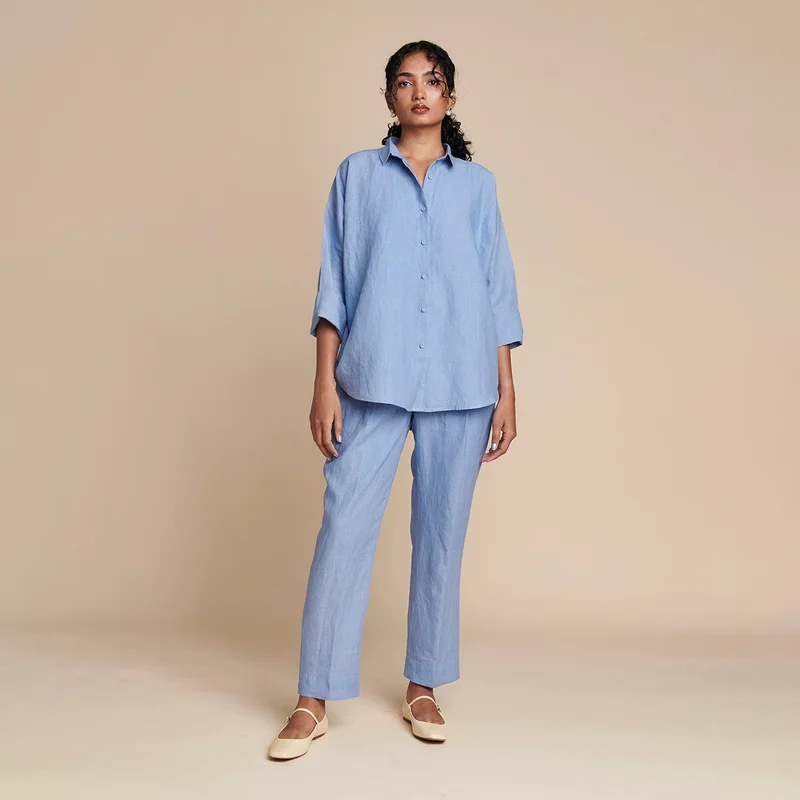 Instant Savings Await!Linen Pleated Pants for Women | Blue