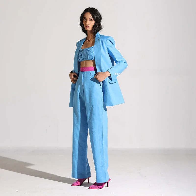 Time to Save Big!Linen Long Blazer | Blue