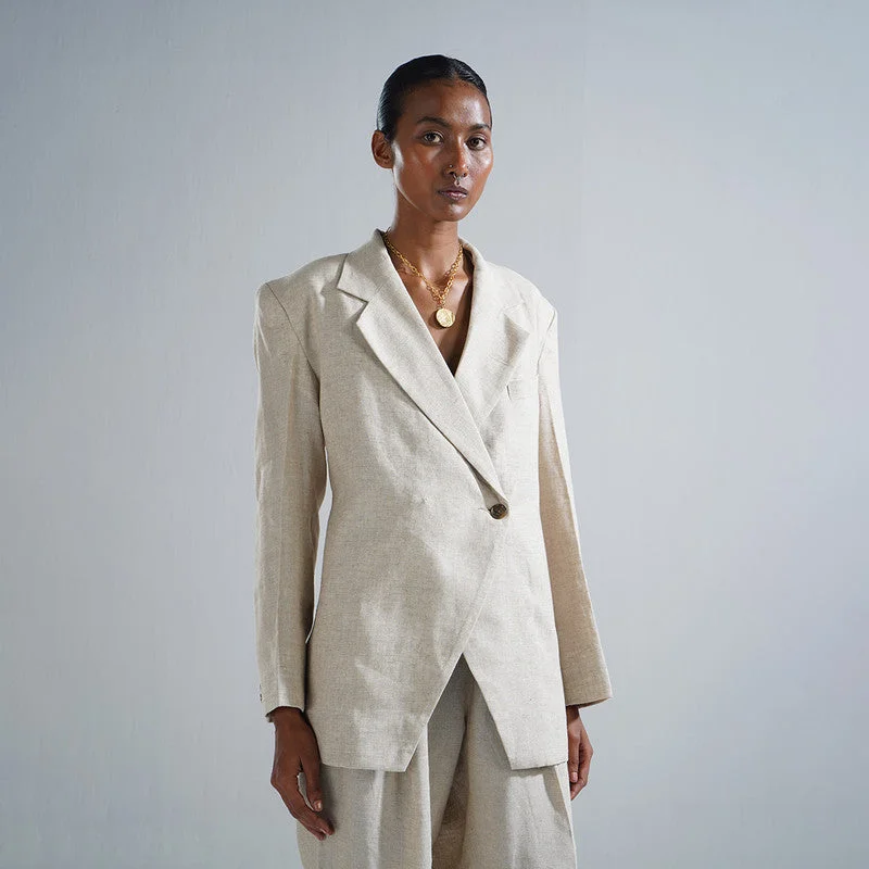 Shop the Hottest Deals!Women Blazer | Linen | One Button | Beige