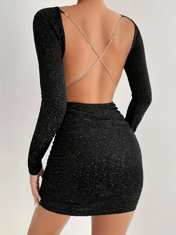Hurry, Sale Ends Soon!Sixsr Backless Bodycon Dress, Y2K Long Sleeve Dress For Party & Club, Women's Clothing Hurry, Sale Ends Soon!Sixsr Backless Bodycon Dress, Y2K Long Sleeve Dress For Party & Club, Women's Clothing