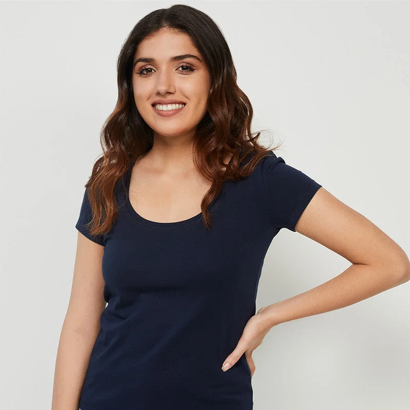 Bigger Savings, Better Shopping!Cotton Scoop Neck T-Shirt | Deep Sea Blue