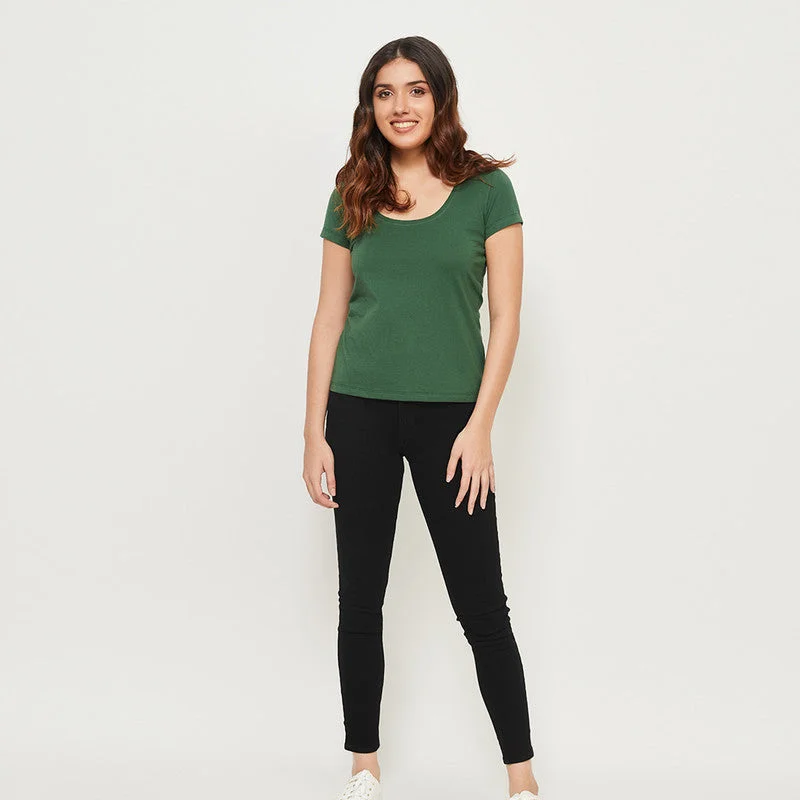 Score Big Savings Today!Cotton Scoop Neck T-Shirt | Pine Green