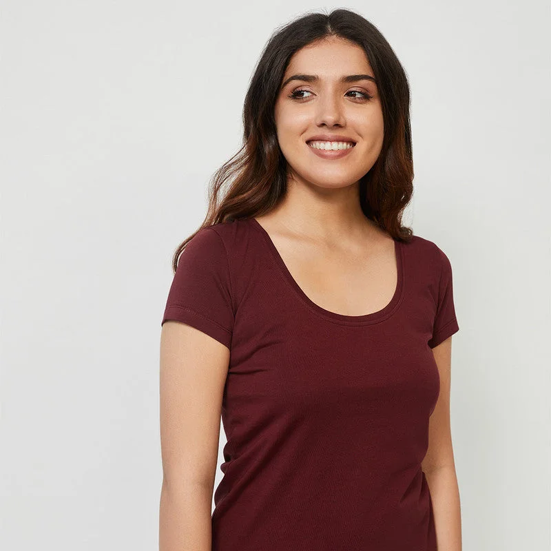 Steals and Deals Await!Pima Cotton Scoop Neck T-Shirt | Port Red
