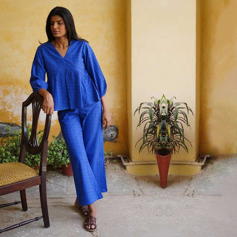 Your Shopping Spree Starts Here!Cotton Co Ord Set | Embroidered | Top & Pants | Blue Your Shopping Spree Starts Here!Cotton Co Ord Set | Embroidered | Top & Pants | Blue