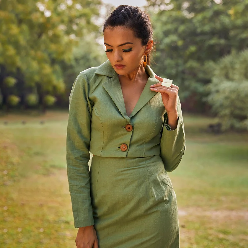Don't Miss Out!Hemp Cut-Out Blazer for Women | Notched Collar | Green