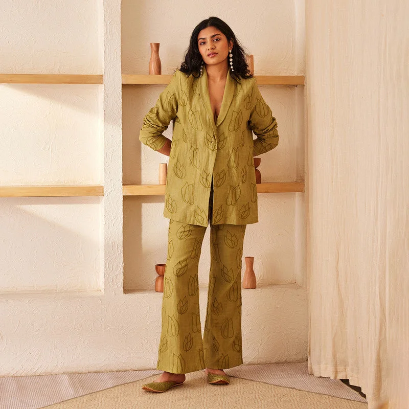 Save Up to 50% Off!Cotton Chanderi Blazer | Green