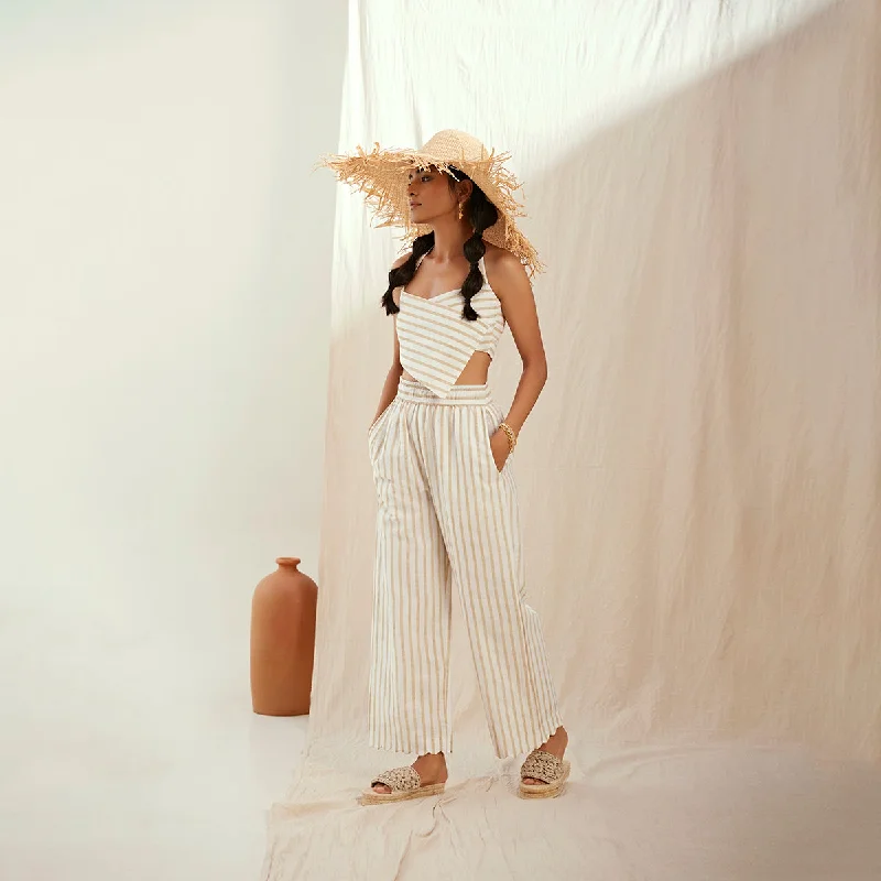 Your Exclusive Offer Awaits!Cotton Pants for Women | Flared | Thick Striped | Oatmilk Your Exclusive Offer Awaits!Cotton Pants for Women | Flared | Thick Striped | Oatmilk