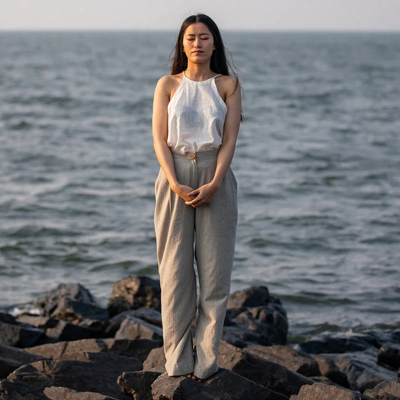 Steals and Deals Await!Organic Cotton Wide Leg Trousers | Natural Dyed | Grey