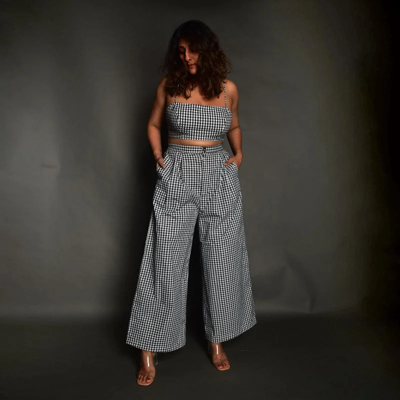 Huge Savings – Act Now!Cotton Wide Leg Pants for Women | Black & White | Checkered Huge Savings – Act Now!Cotton Wide Leg Pants for Women | Black & White | Checkered