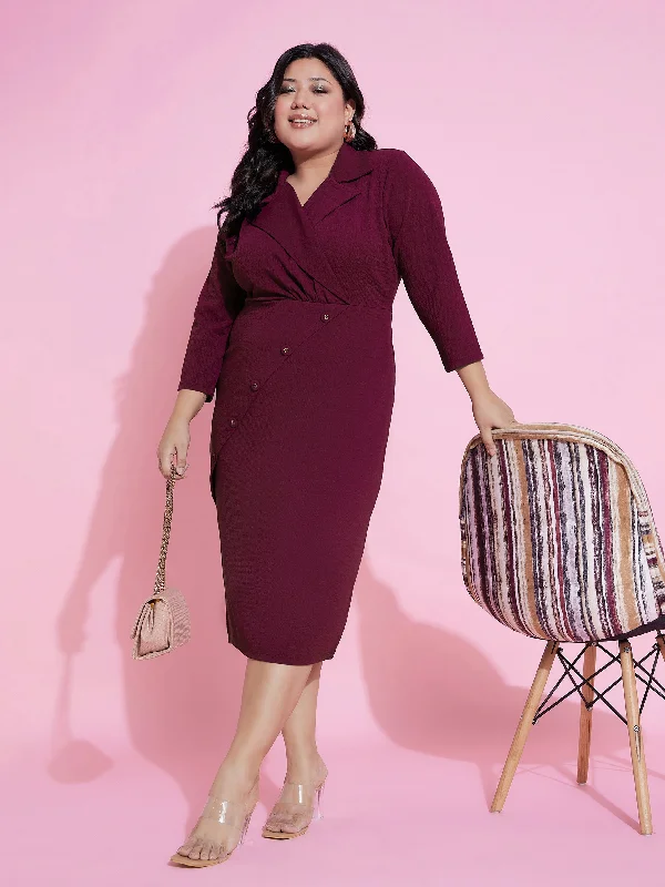 Your Favorite Sale is Back!Women Burgundy Wrap Blazer Dress