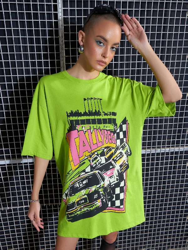 Get the Best for Less!Women Green TALLYDEGA Oversized T-Shirt Dress