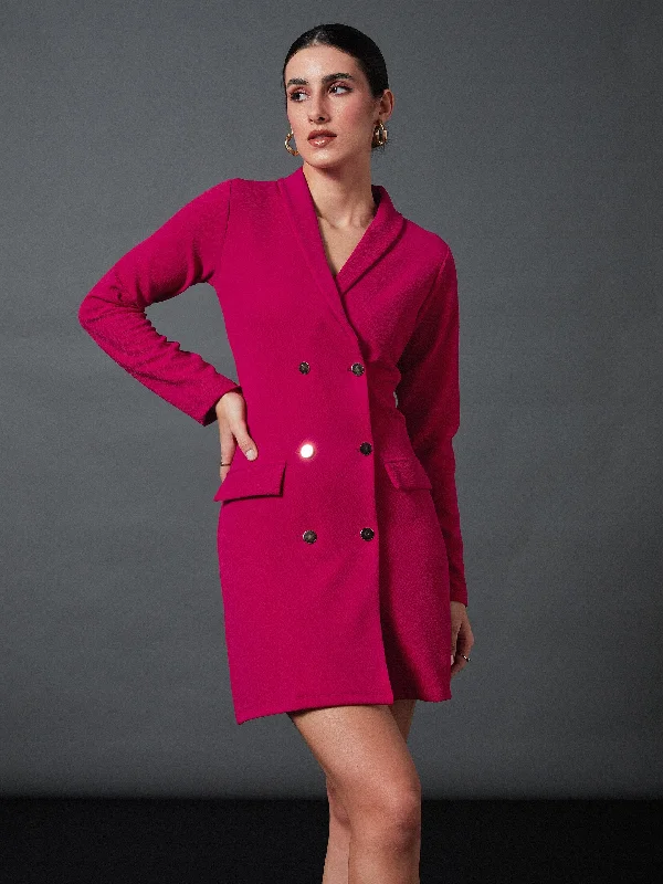 The Sale You’ve Been Waiting For!Women Pink Double Breasted Blazer Dress