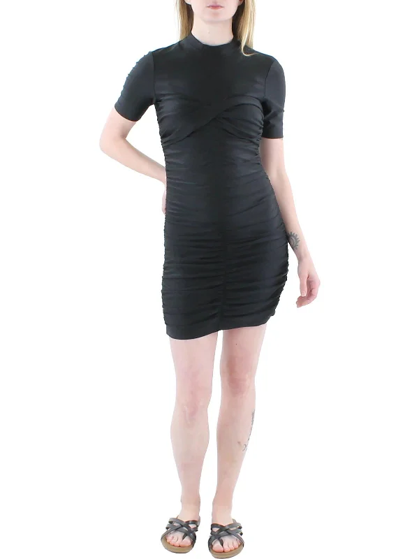 Find the Best Deals Here!Find the Best Deals Here!Womens Ruched Mock Neck Bodycon Dress