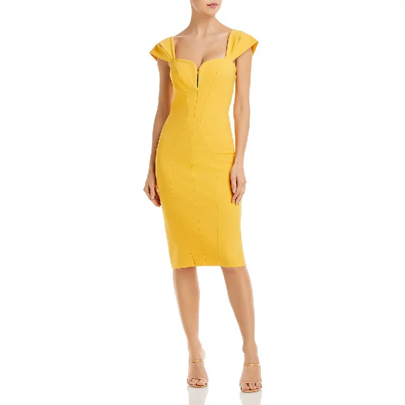 Instant Savings Await!Womens Stretch Cap Sleeve Bodycon Dress
