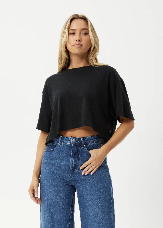 Bigger Savings, Better Shopping!Bigger Savings, Better Shopping!AFENDS Womens Slay Cropped - Oversized Tee - Black
