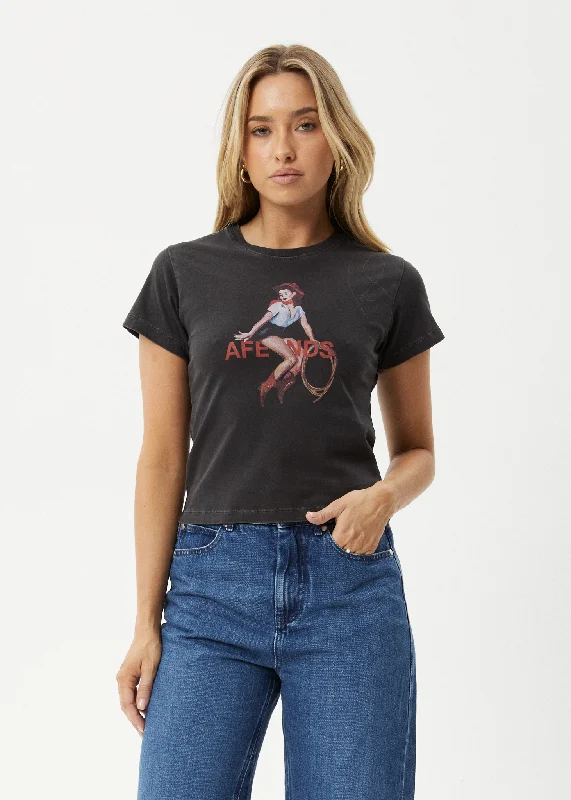 More Discounts, More Joy!AFENDS Womens Sweet West - Baby Tee - Stone Black