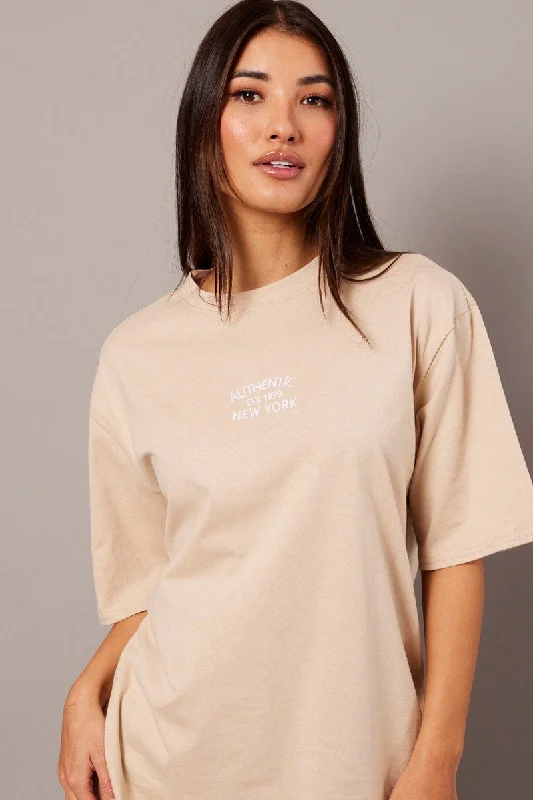 Shop Today, Save Tomorrow!Shop Today, Save Tomorrow!Beige Graphic Tee Short Sleeve