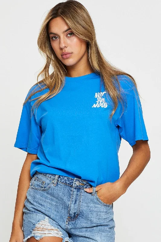 More Discounts, More Joy!More Discounts, More Joy!Blue Graphic T Shirt Short Sleeve