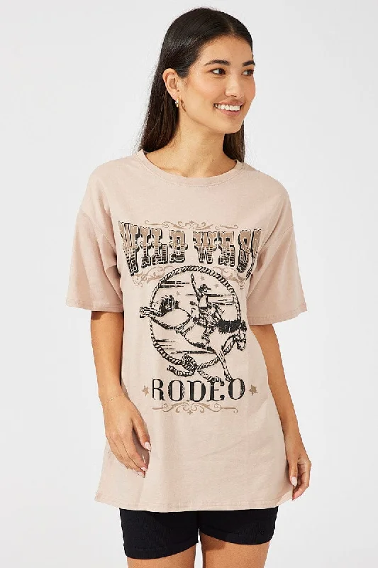 Savings You Can’t Ignore!Brown Graphic Tee Short Sleeve