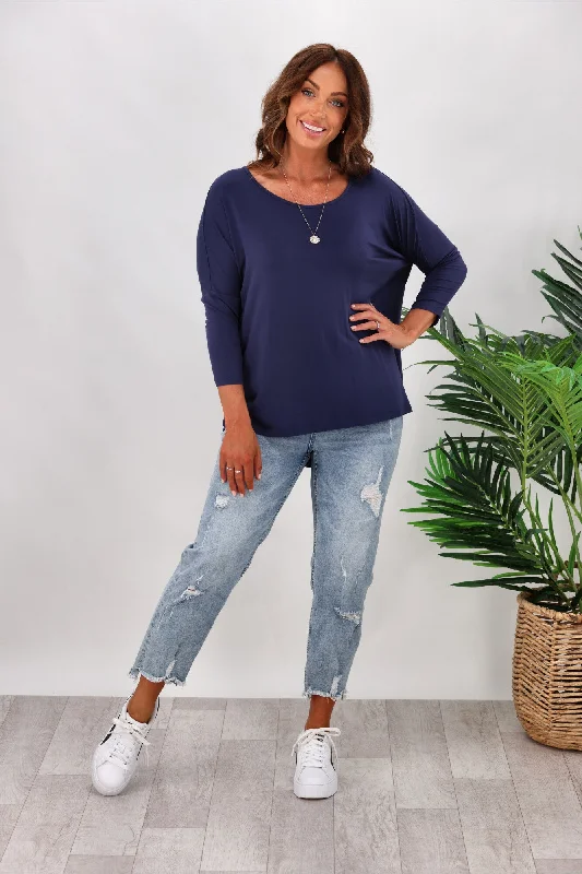 Time to Snag a Bargain!Time to Snag a Bargain!Betty Basics Milan 3/4 Sleeve Tee In Navy