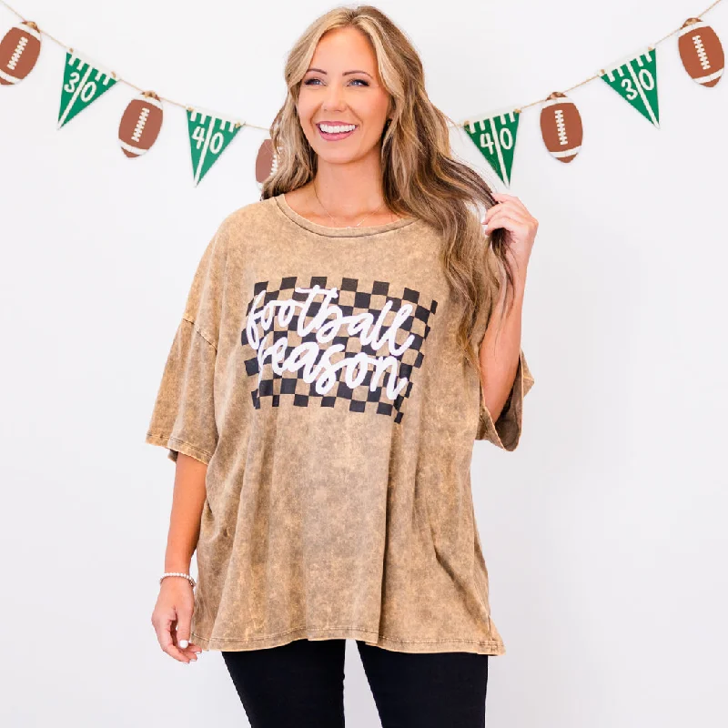 Great Deals, Just for You!Favorite Time Of Year Acid Wash Boyfriend Tee, Mocha