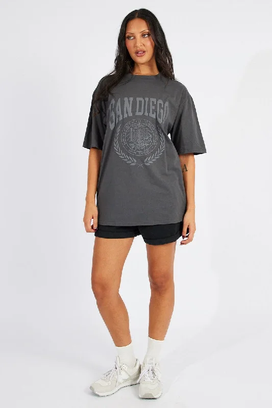 Unlock Huge Savings Now!Grey Graphic Tee Short Sleeve