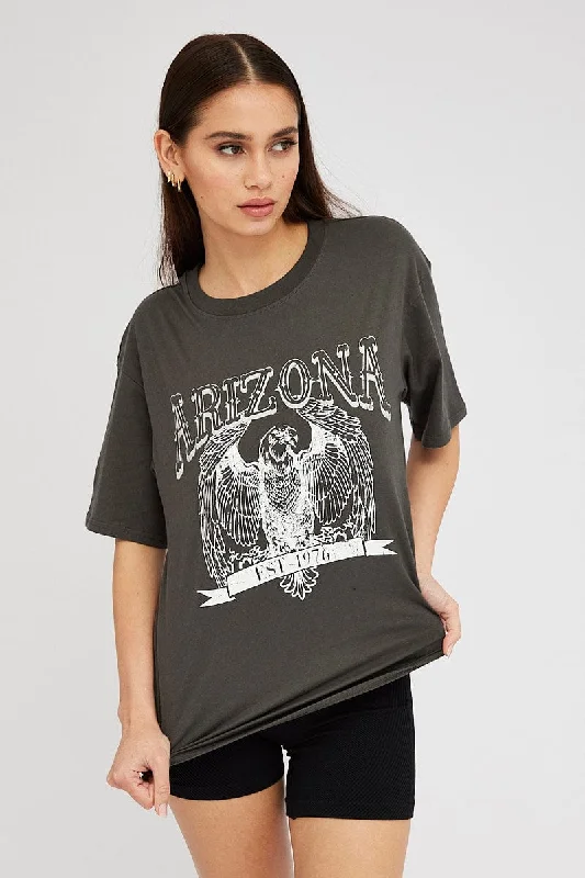 Instant Savings Await!Grey Graphic Tee Short Sleeve