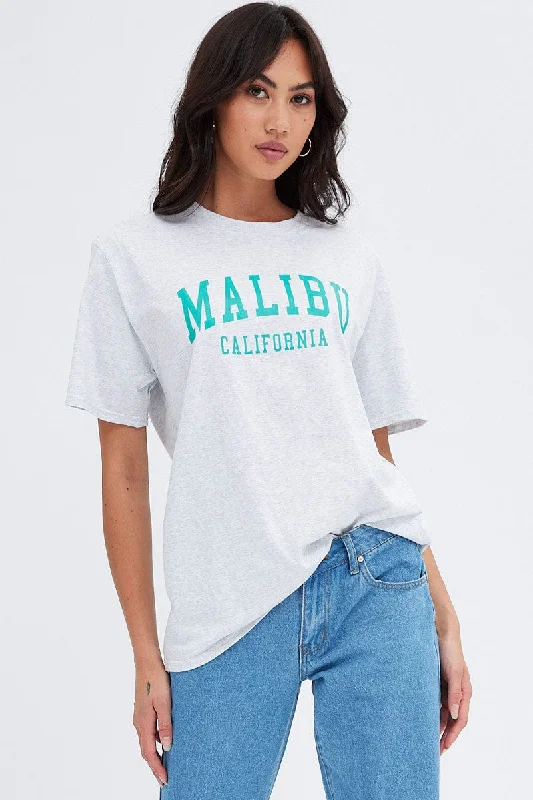 Time to Save Big!Grey Graphic Tshirt Short Sleeve