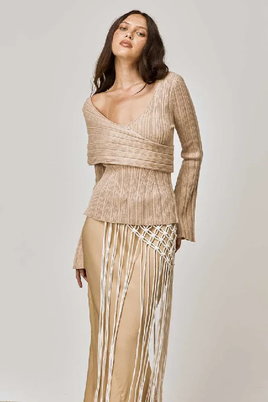 Hot Deals You Can’t Resist!Harlow Natural Off Shoulder Knit Top