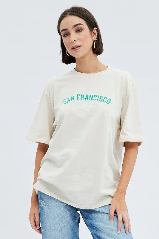 Mega Sale Happening Now!Nude Short Sleeve Embroidered Graphic T Shirt